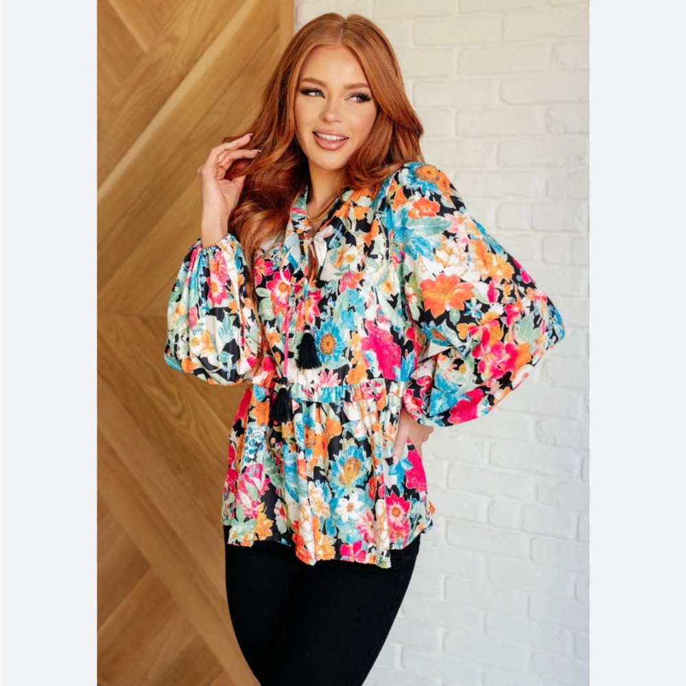 Carry Me Away Floral Peasant Blouse